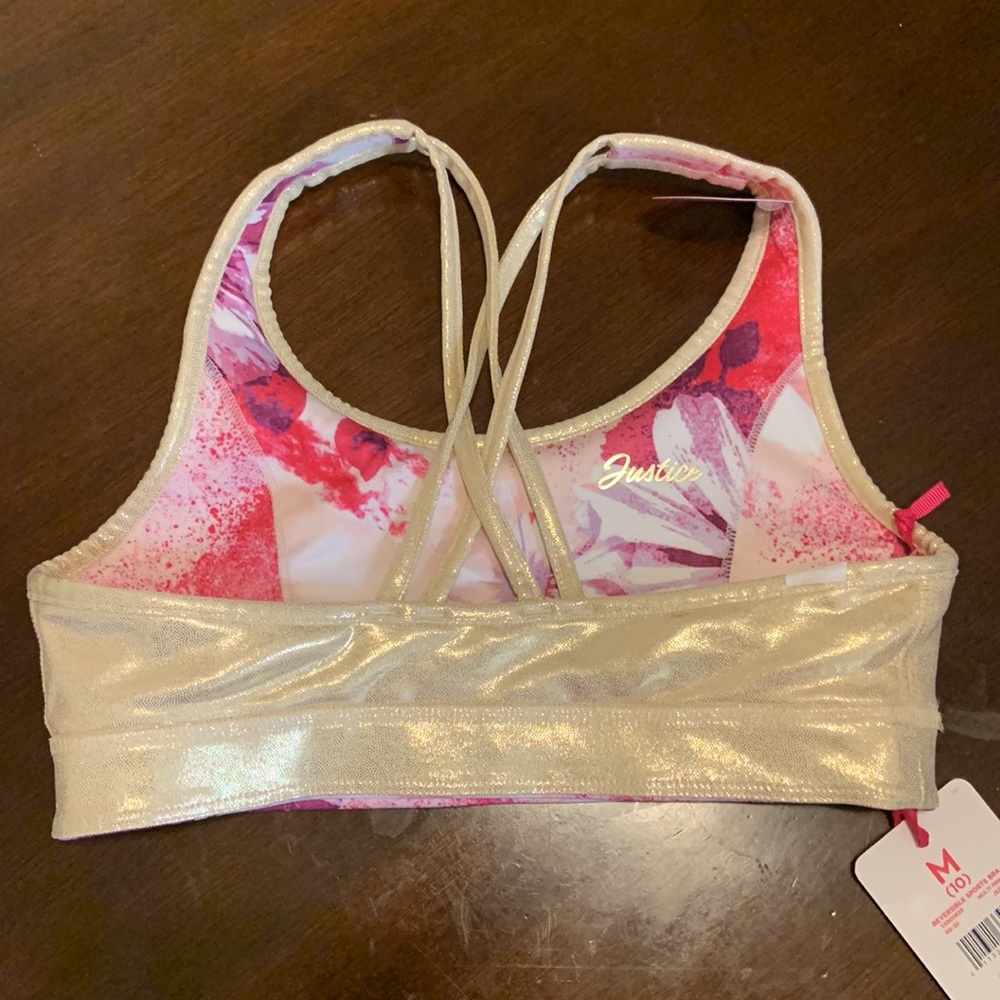 JUSTICE SPORT BRA (GIRL) REVERSIBLE - NWT - Picture 7 of 13